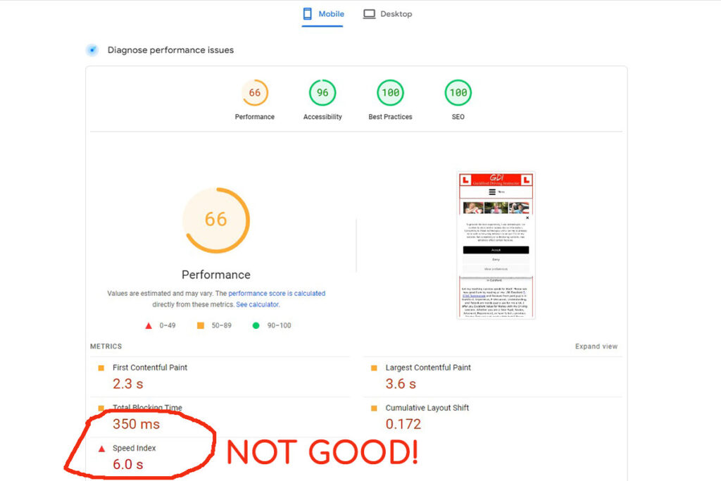 Page speed